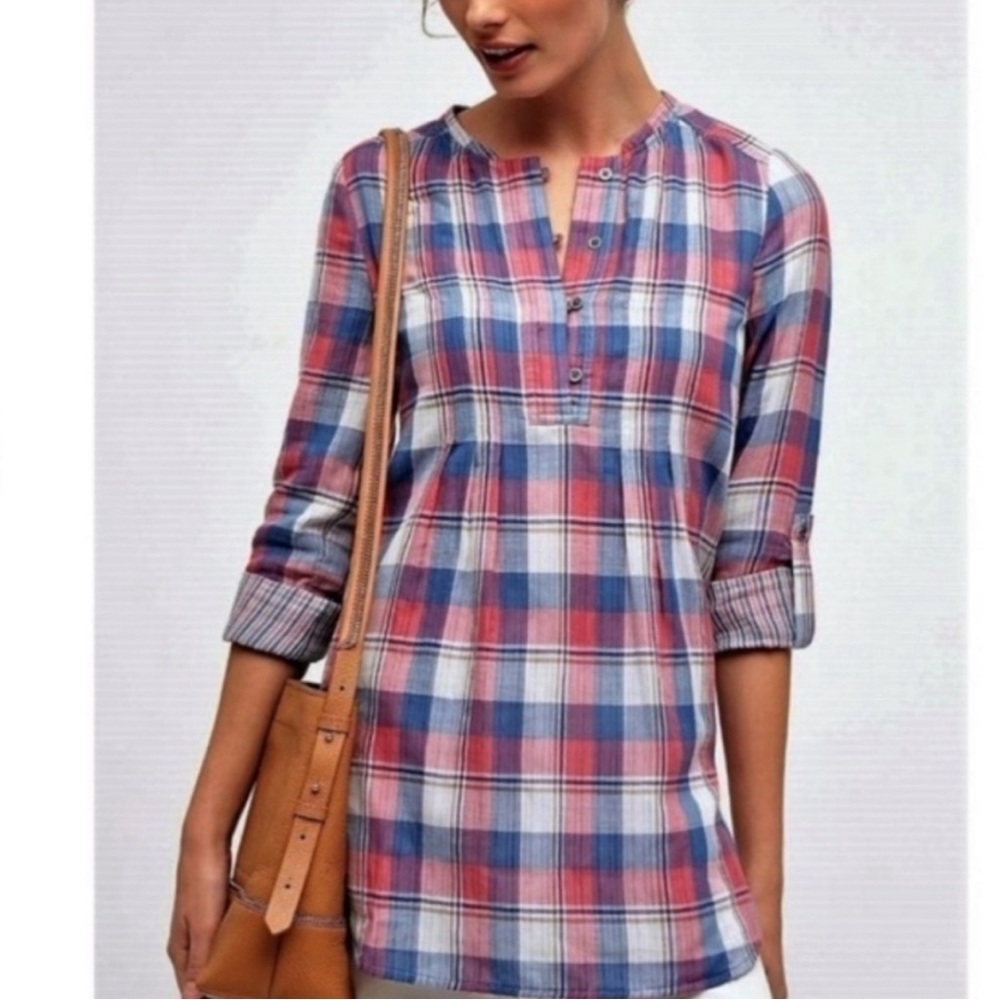Anthropologie - Holding Horses Plaid Top